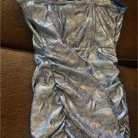 Lioness Silver Ruched Tie Front Mini Dress - Picture 3 of 6